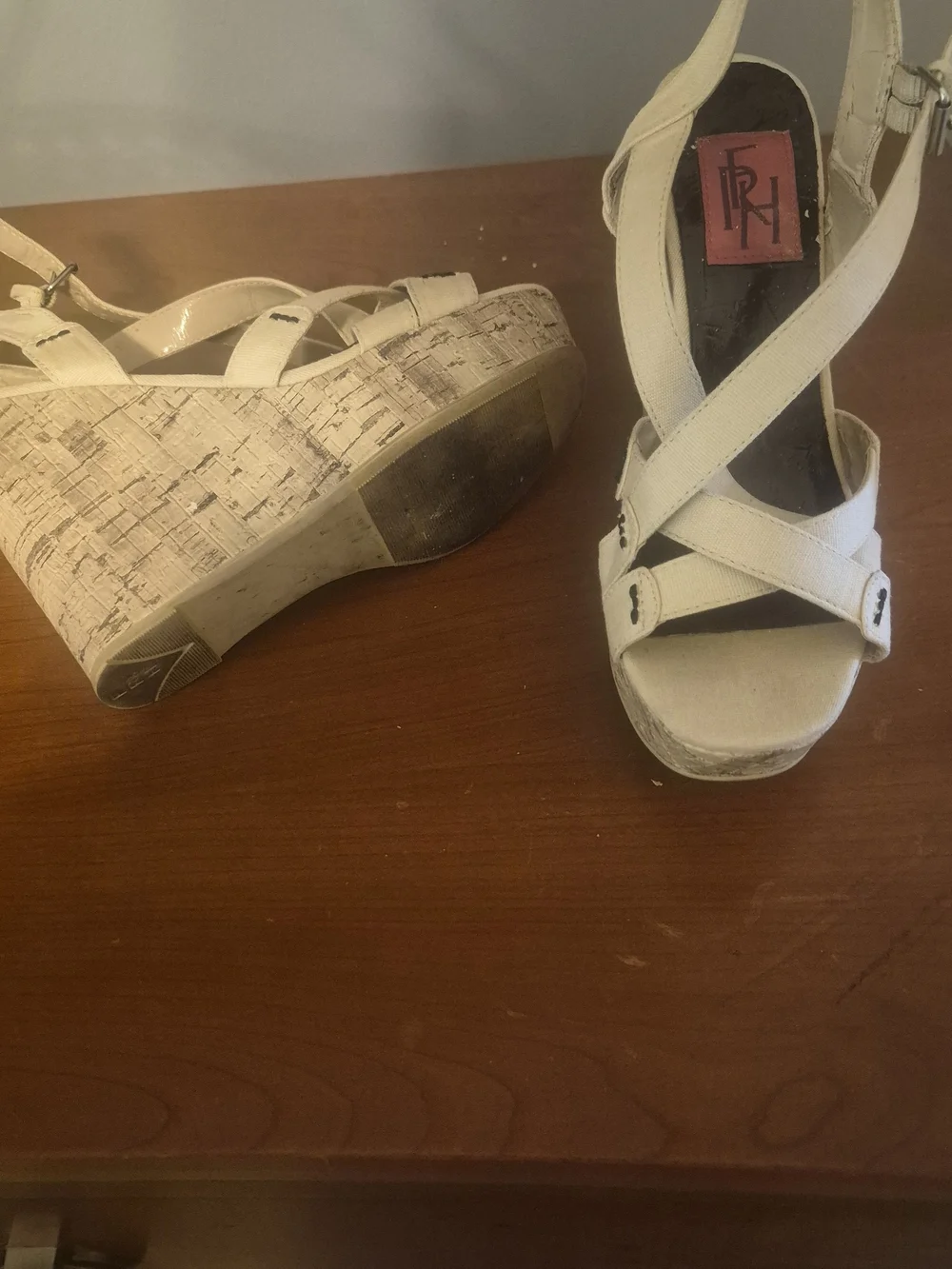 FRH White Cork Wedge Sandals - Women's Strappy Platform